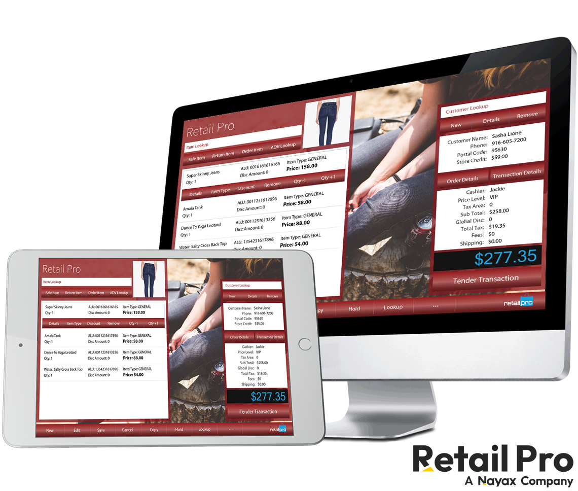 Retail Pro's POS System displayed on devices.